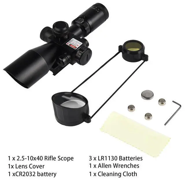 Alt view image 5 of 5 - 2.5-10x40 Red Green Illuminated Mil-dot Scope with Red/Green Laser Combo - Green Lens Color & Mounts