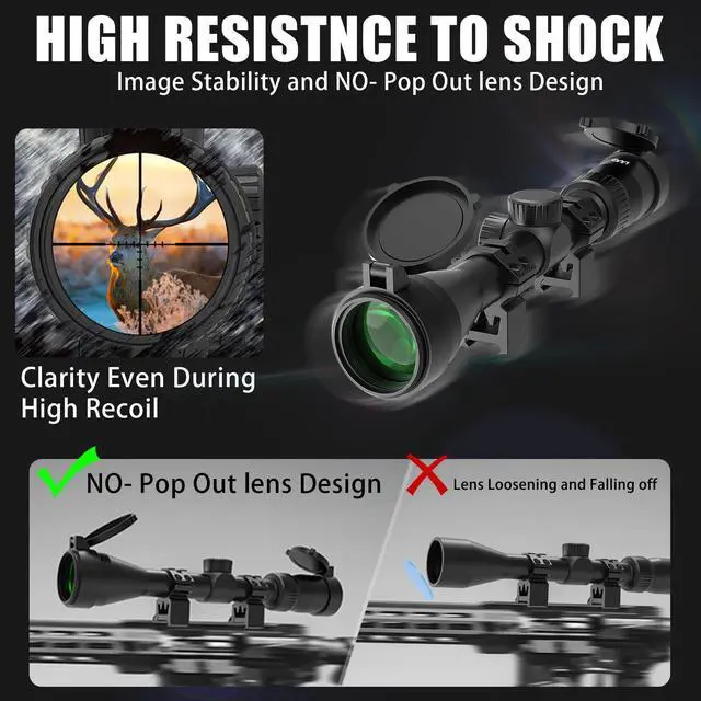 Alt view image 4 of 7 - VibeShield Rifle Scope, Mil-Dot Reticle, 1 Inch Tube, Shockproof Optics, Includes 20mm Picatinny Weaver Rings