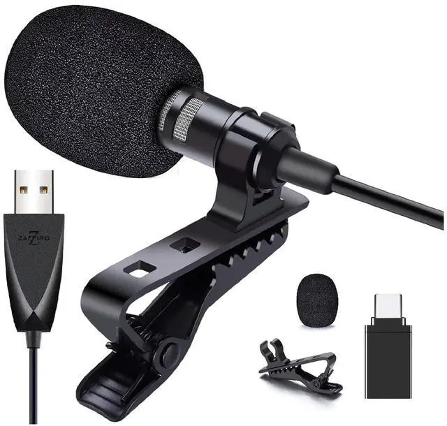 Main image of USB Lavalier Microphone, Clip-on USB Computer Microphone Plug & Play Omnidirectional Mic for PC, Laptop, Mac, PS4. Smartphone Perfect for Video Recording