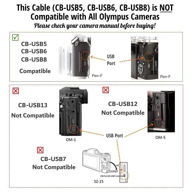 Alt view image 4 of 7 - USB Data File Picture Transfer Charger Charging Wire Cord Cable CB-USB5 USB6 USB8 for Olympus Tough TG-830 TG-630 TG-860 TG-870 & Select Stylus (See Product Details & Pictures Before Buying)