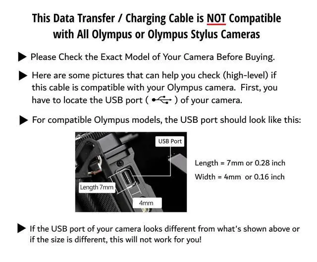 Alt view image 2 of 7 - USB Data File Picture Transfer Charger Charging Wire Cord Cable CB-USB5 USB6 USB8 for Olympus Tough TG-830 TG-630 TG-860 TG-870 & Select Stylus (See Product Details & Pictures Before Buying)
