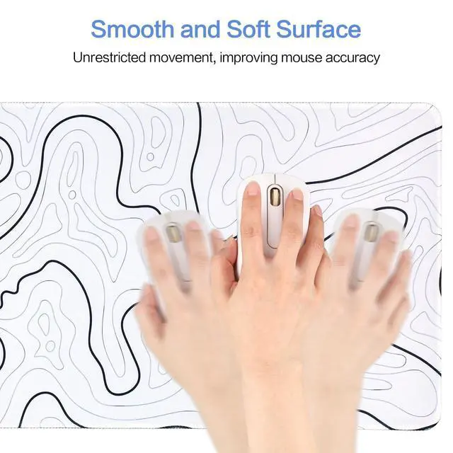 Alt view image 6 of 7 - Large Gaming Mouse Pad for Desk, White Topographic Mouse Pad Desk Mat for Gaming Office, Long XL Mouse Pads Keyboard Pad Desk Pad for Computer Laptop 31.5''x11.8''