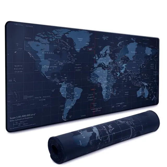 Main image of World Map Mouse Pad Large 35x15.7 - Geographical Designed XL Gaming Mouse Pad Map with Soft & Water-Resistant Coating - Easy to Clean Large Mousepads for Desk, XL Mousepad Mat for Games & Work