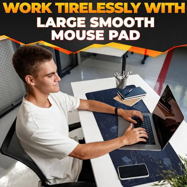 Alt view image 6 of 7 - World Map Mouse Pad Large 35x15.7 - Geographical Designed XL Gaming Mouse Pad Map with Soft & Water-Resistant Coating - Easy to Clean Large Mousepads for Desk, XL Mousepad Mat for Games & Work