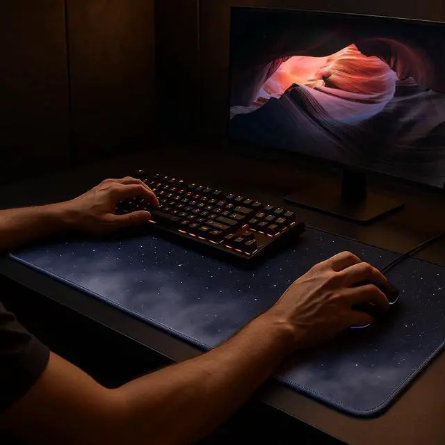 Alt view image 2 of 7 - 11.8x23.6 Inches Large Gaming Mouse Pad Mat with Stitched Edge Non-Slip Rubber Base Washable Resilient for Office Computers Laptop Table Mouse Pads Mats Accessory (Starry Sky)