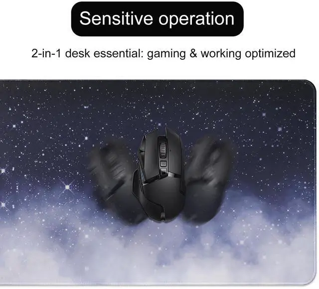 Alt view image 3 of 7 - 11.8x23.6 Inches Large Gaming Mouse Pad Mat with Stitched Edge Non-Slip Rubber Base Washable Resilient for Office Computers Laptop Table Mouse Pads Mats Accessory (Starry Sky)