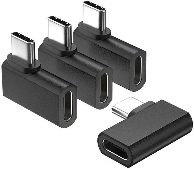 Main image of USB-C 90 Degree Adapter 4Pack, USB C Right Angle Adapter, 100W 20Gbps 4K Video, USBC Male to Female USBC L Shape Extender, for iPhone 16, MacBook, ROG Ally, Steam Deck, Switch, Galaxy S25