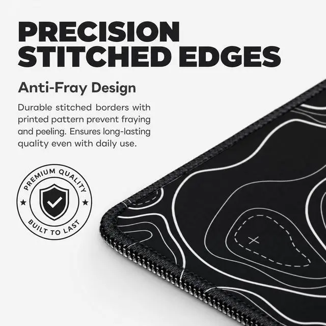 Alt view image 3 of 7 - Large Gaming Mouse Pad Black Topographic Contour Mouse Pad Extended XL Long Mousepad Big Desk Mat with Stitched Edges & Nonslip Rubber Base for Company Office Work, 31.5 X 11.8 Inch