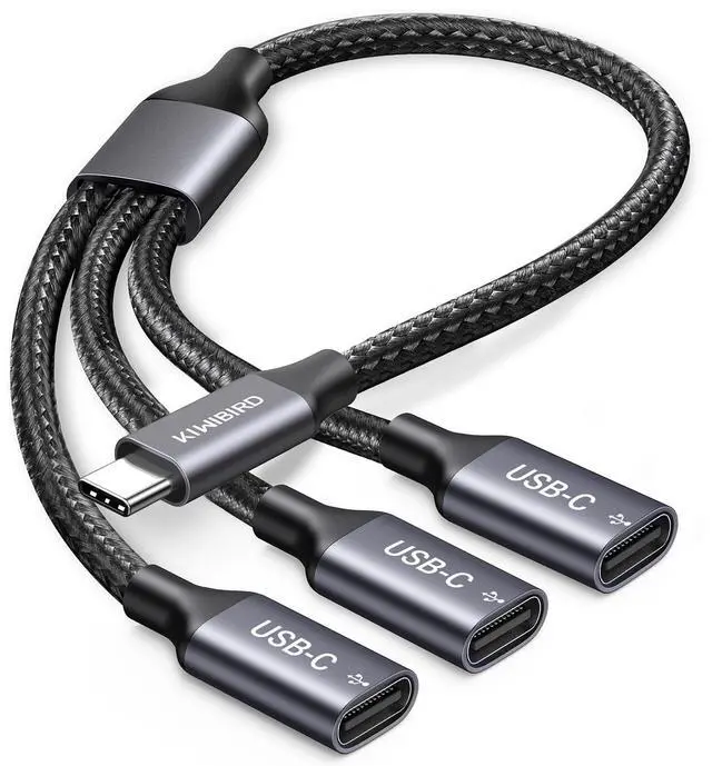 Main image of USB C Splitter 1 in 3 Out, USB Type C Splitter, USBC Male to Multi Type C Female Port Power Charging and Data Transfer Cable for Laptop Mac Flash Drive Keyboard Mouse