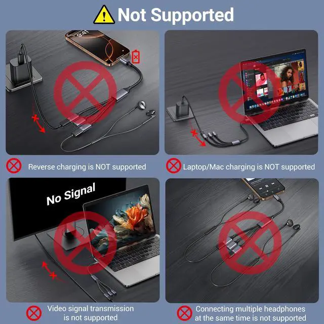Alt view image 2 of 7 - USB C Splitter 1 in 3 Out, USB Type C Splitter, USBC Male to Multi Type C Female Port Power Charging and Data Transfer Cable for Laptop Mac Flash Drive Keyboard Mouse