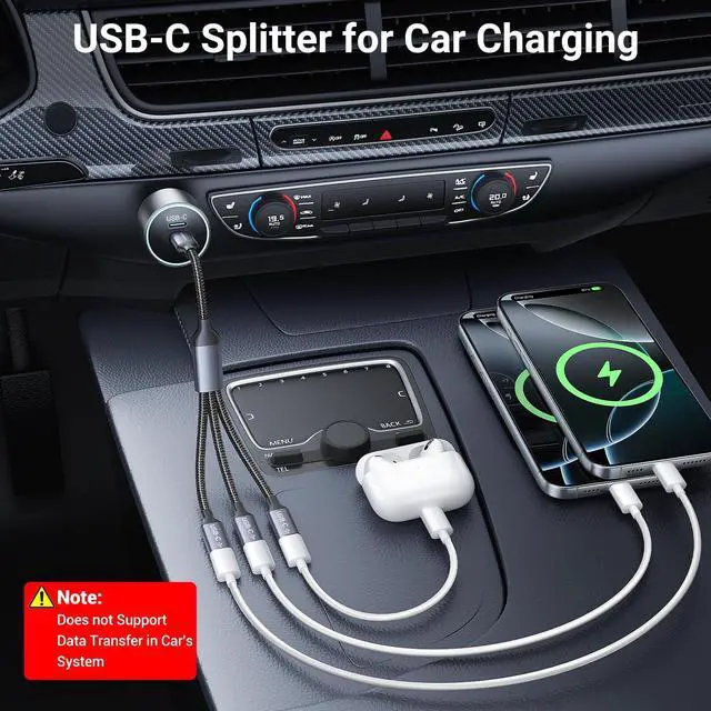 Alt view image 6 of 7 - USB C Splitter 1 in 3 Out, USB Type C Splitter, USBC Male to Multi Type C Female Port Power Charging and Data Transfer Cable for Laptop Mac Flash Drive Keyboard Mouse