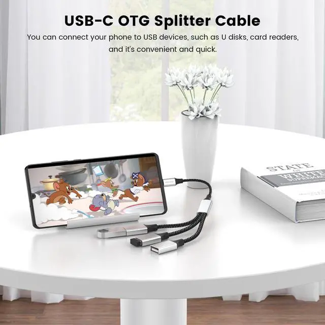 Alt view image 4 of 6 - USB C Male to Three USB Female Cable Adapter,Type C to 3 Type A 2.0 Port Splitter Dongle Cord Converter Connector Multiple Multi Hub for MacBook,iPad Pro Air,Microsoft Surface Go,PC,Laptop