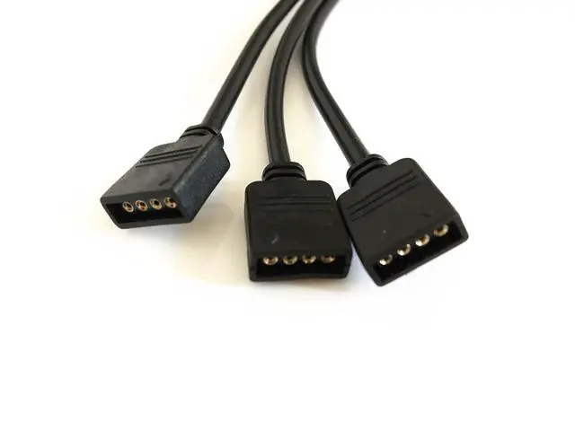 Alt view image 2 of 6 - 2 pcs Black 4 Pins LED Splitter Cable LED Strip Connector 3 Way Splitter Y Splitter for One to Three RGB 5050 3528 Light Strips with 8 Male 4 Pin Plugs