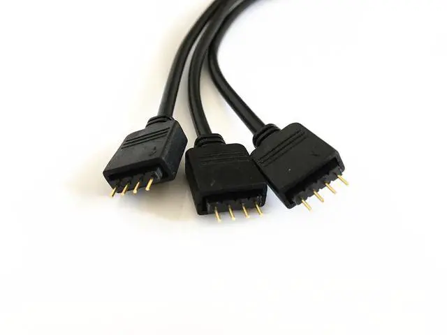 Alt view image 4 of 6 - 2 pcs Black 4 Pins LED Splitter Cable LED Strip Connector 3 Way Splitter Y Splitter for One to Three RGB 5050 3528 Light Strips with 8 Male 4 Pin Plugs