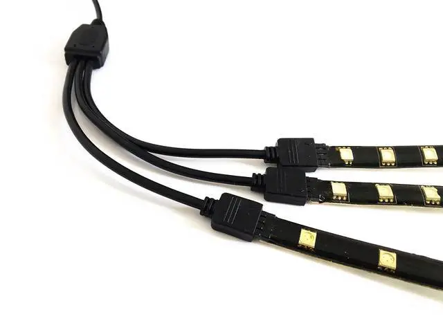 Alt view image 5 of 6 - 2 pcs Black 4 Pins LED Splitter Cable LED Strip Connector 3 Way Splitter Y Splitter for One to Three RGB 5050 3528 Light Strips with 8 Male 4 Pin Plugs