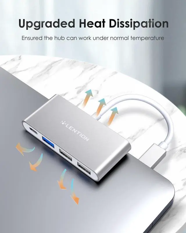 Alt view image 7 of 7 - USB C Hub 4-in-1 with 100W PD, Type-C Multiport Adapter for 2016-2026 MacBook Pro/Air(M1-M5), iPad, Surface, ChromeBook, More, Aluminum Travel Hub for iPhone 15-17 (C13, Silver)