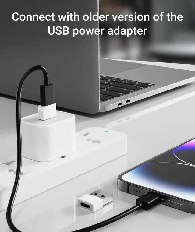 Alt view image 5 of 7 - USB to USB C Adapter 4 Pack, Type C Female to USB Male Converter Power Charger Cable Adapter Compatible with MagSafe Apple Watch Series 10/SE/Ultra 2 iPhone 17 E Air Pro Max AirPods Pro, White
