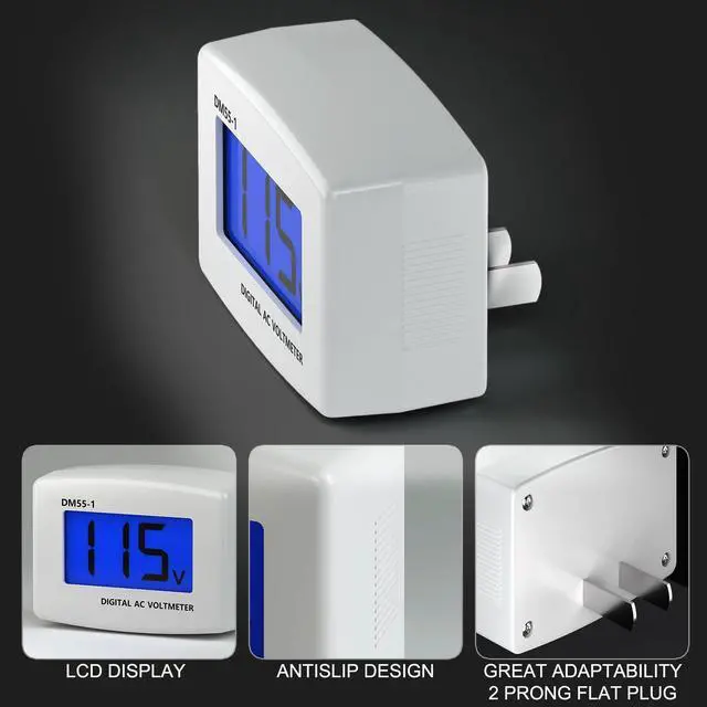 Alt view image 4 of 7 - Electric Voltage Tester AC 80-300V, LCD Display Flat Plug Voltmeter Electrical Outlet Tester Plug in Digital Voltage Meter