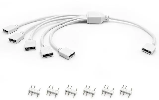 Main image of 1PCS White ARGB Spliter Cables, 5V 3-Pin Addressable RGB 1-to-5 Y Spliter Cables, for Computer Chassis, 1 to 5 ARGB Cables, 1-to-5 ARGB Extension Cables, 11.8 Inches