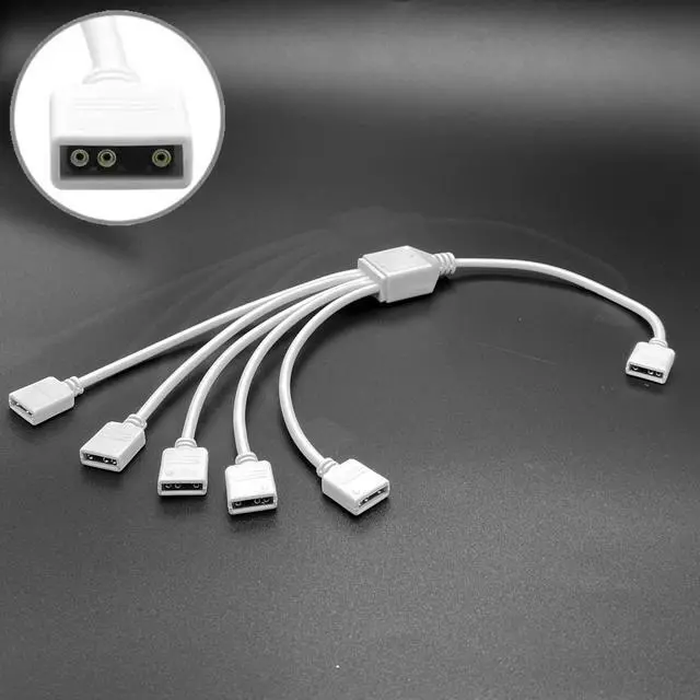 Alt view image 3 of 7 - 1PCS White ARGB Spliter Cables, 5V 3-Pin Addressable RGB 1-to-5 Y Spliter Cables, for Computer Chassis, 1 to 5 ARGB Cables, 1-to-5 ARGB Extension Cables, 11.8 Inches
