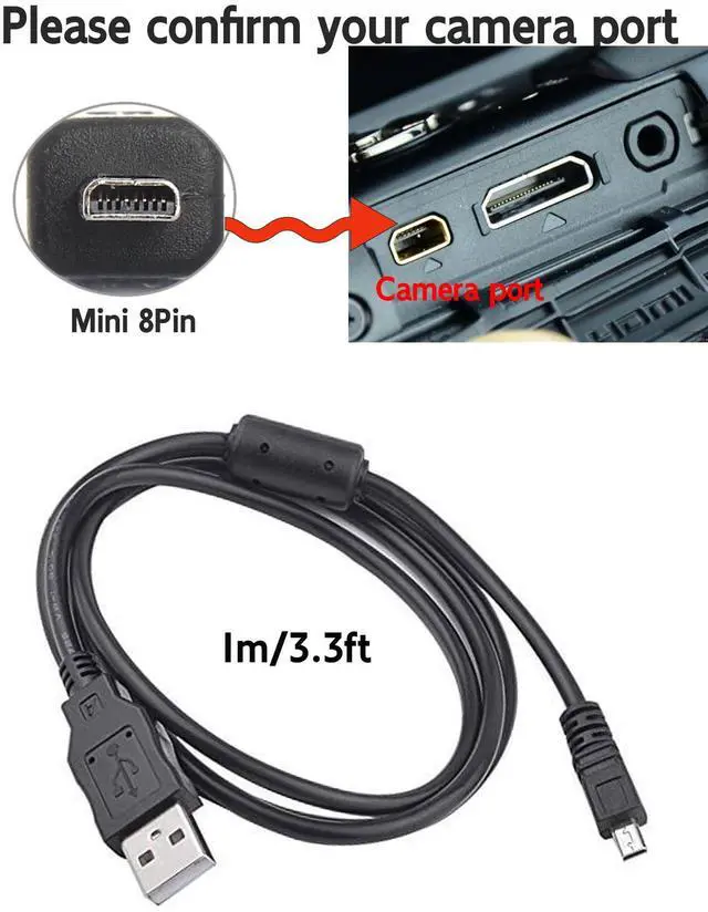 Alt view image 7 of 7 - 3.3Ft USB Cable for Olympus Camera CB-USB7 Compatible with Olympus Stylus SZ-15 X-900 VG-120 VG-140 VG-145 VR-310 VR-320 VR-330 VR-340 VR-370 VH-210 FE-20 FE45 SP-600UZ