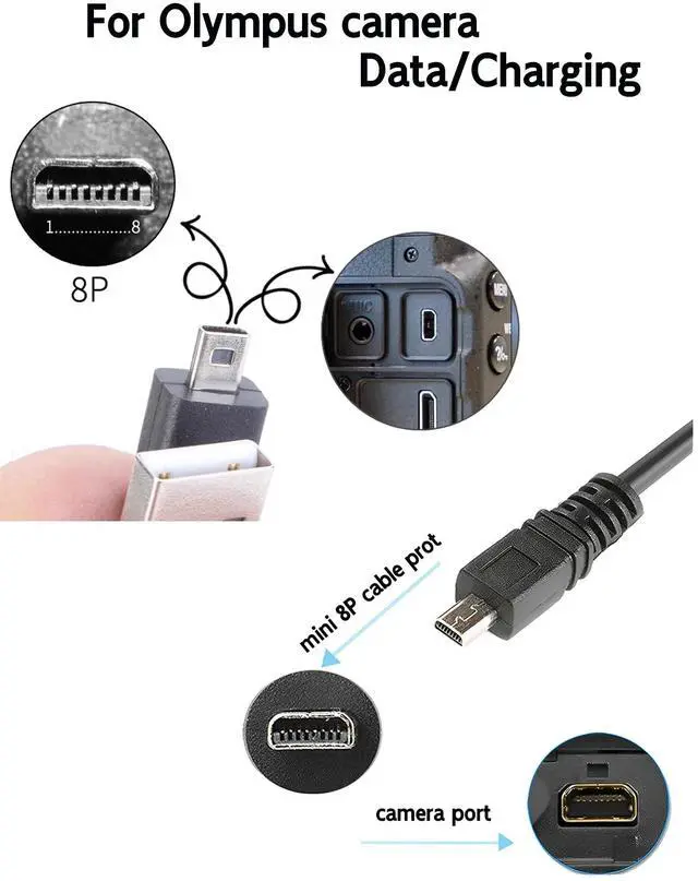 Alt view image 6 of 7 - 3.3Ft USB Cable for Olympus Camera CB-USB7 Compatible with Olympus Stylus SZ-15 X-900 VG-120 VG-140 VG-145 VR-310 VR-320 VR-330 VR-340 VR-370 VH-210 FE-20 FE45 SP-600UZ
