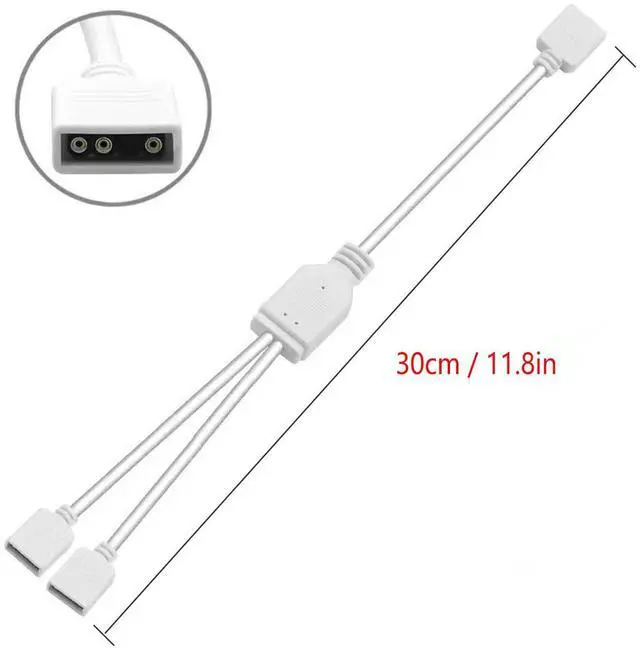 Alt view image 2 of 7 - 2PCS White ARGB Spliter Cables, 5V 3-Pin Addressable RGB 1-to-2 Y Spliter Cables, for Computer Chassis, 1 to 2 ARGB Cables, 1-to-2 ARGB Extension Cables, 11.8 Inches