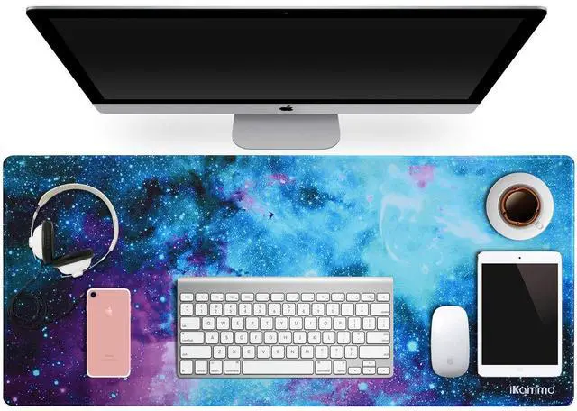 Alt view image 6 of 7 - Large Galaxy Desk Mat Mouse Pad Big DeskPad Desk Cover Extended Cute Computer Mouse Pad XXL Big Office Desk Mouse Mat/Pad with Waterproof Surface-Optimized Gaming Surface (XXL-038, Blue Galaxy)