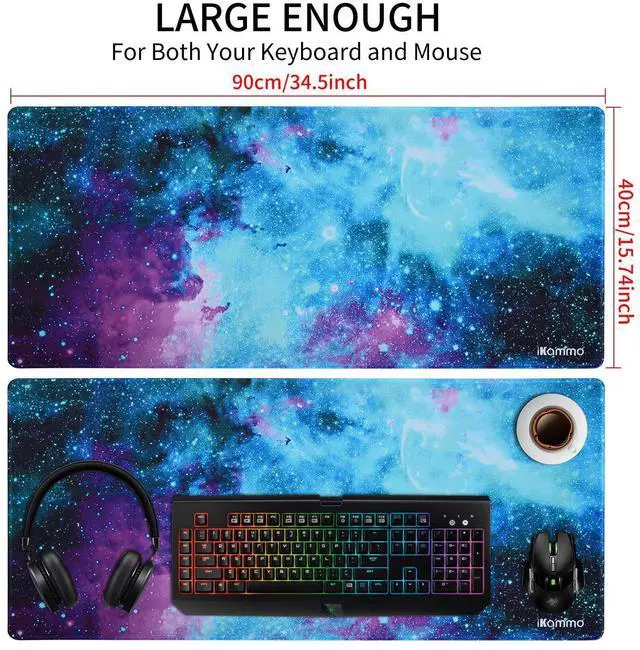 Alt view image 2 of 7 - Large Galaxy Desk Mat Mouse Pad Big DeskPad Desk Cover Extended Cute Computer Mouse Pad XXL Big Office Desk Mouse Mat/Pad with Waterproof Surface-Optimized Gaming Surface (XXL-038, Blue Galaxy)
