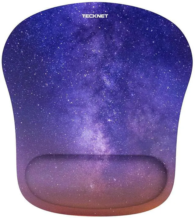 Main image of Mouse Pad with Wrist Support, Ergonomic Gaming Mouse Pad Pain Relief, Portable Comfortable Mousepad for Computer, Laptop, Office, Home - Non-Slip Base, Waterproof Surface - Dark Purple Galaxy