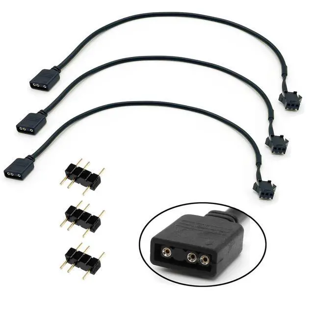 Alt view image 2 of 6 - ARGB Female Cable, 1-to-1 ARGB Extension Cable, 5V 3-Pin Digital Addressable RGB Extension Cable, ARGB PC Cables, 11.8 Inches, 3-Pack