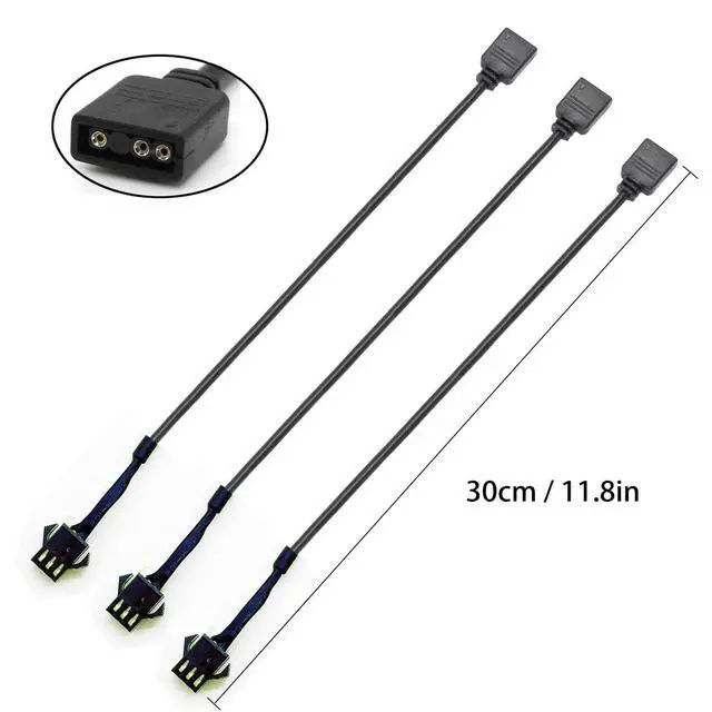 Alt view image 3 of 6 - ARGB Female Cable, 1-to-1 ARGB Extension Cable, 5V 3-Pin Digital Addressable RGB Extension Cable, ARGB PC Cables, 11.8 Inches, 3-Pack