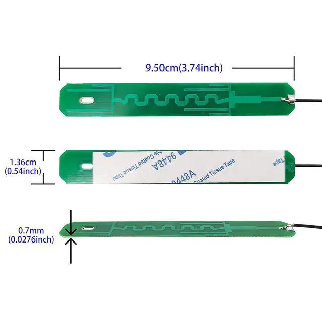 Alt view image 3 of 4 - 2PCS 8dBi 2.4GHz 5.8GHz Dual Band WiFi Antenna PCB Internal Antennas with 50cm Cable for Mini PCIe Card