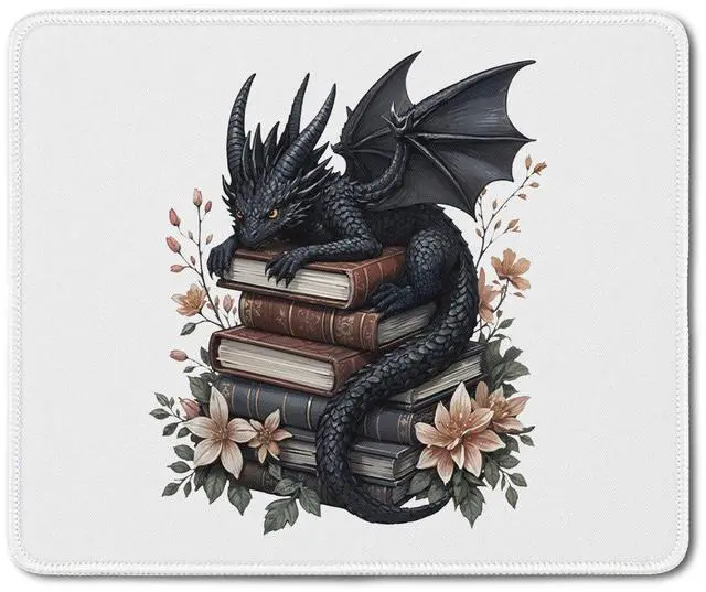Main image of Book Lover Reader Gifts, Black Baby Dragon Book Mouse Pads for Work,Dragon Wireless Mouse Computers Laptop Desk Accessories, Reading Lover Presents,9.5x7.9 InchJ001