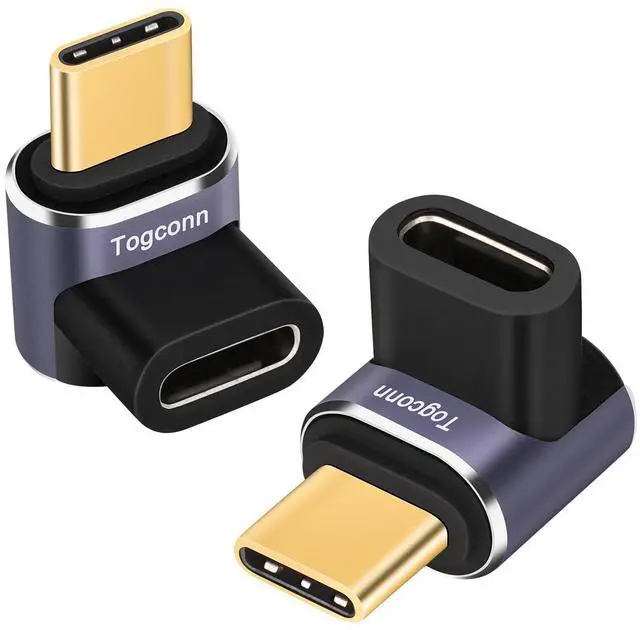 Main image of 90 Degree Right Angle USB C Adapter (2 Pack), USB Type-C Male to Female Extender Connector, 40Gbps, 8K@60Hz Compatible with MacBook Pro/Air, iPhone 15/15 Pro Max, iPad Pro, Tablet, Phone, More