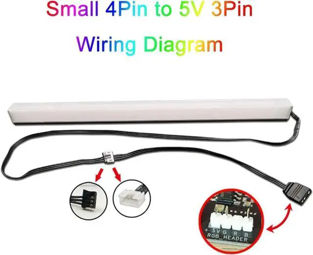 Alt view image 2 of 7 - 2Pcs Black 4 Pin to 5V 3 Pin Conversion Cable ARGB Splitter Extension Cable for Computer Chassis 4pin to 5V 3 Pin Converter ARGB Connector Audio Accessories