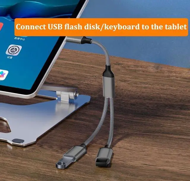Alt view image 4 of 7 - USB C Male to Dual USB Female Adapter, USB Splitter, Type C OTG Adapter, Dual Port Hub, Compatible with iPhone 15 Max, MacBook Pro, iPad Air, Surface GO, Xbox One