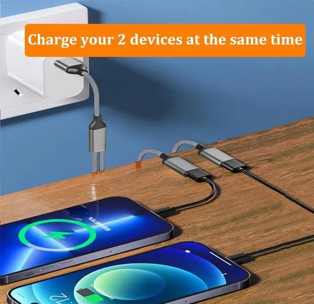 Alt view image 6 of 7 - USB C Male to Dual USB Female Adapter, USB Splitter, Type C OTG Adapter, Dual Port Hub, Compatible with iPhone 15 Max, MacBook Pro, iPad Air, Surface GO, Xbox One