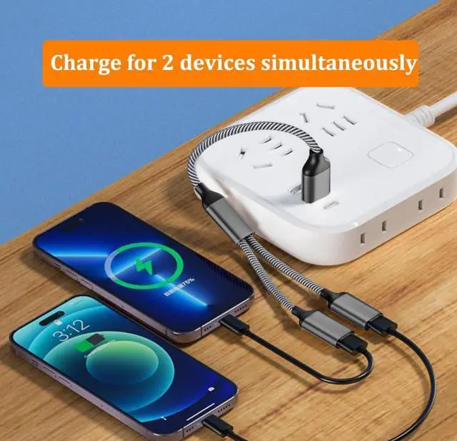 Alt view image 7 of 7 - USB C Male to Dual USB Female Adapter, USB Splitter, Type C OTG Adapter, Dual Port Hub, Compatible with iPhone 15 Max, MacBook Pro, iPad Air, Surface GO, Xbox One