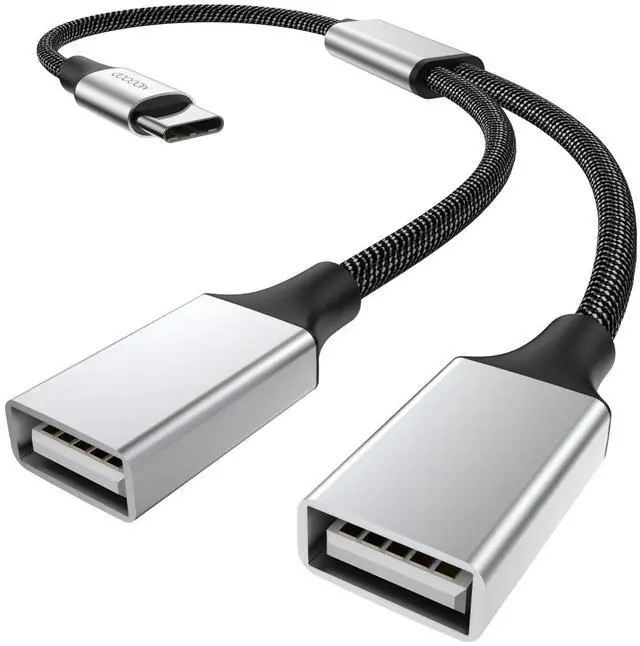 Main image of USB C to USB Adapter, Type C Splitter Dual USB 2.0 OTG Y-Cable for iPhone17/16,MacBook Pro, iPad Air, Surface GO, Samsung Galaxy S26, Laptop, Chromebook Data Transfer Only