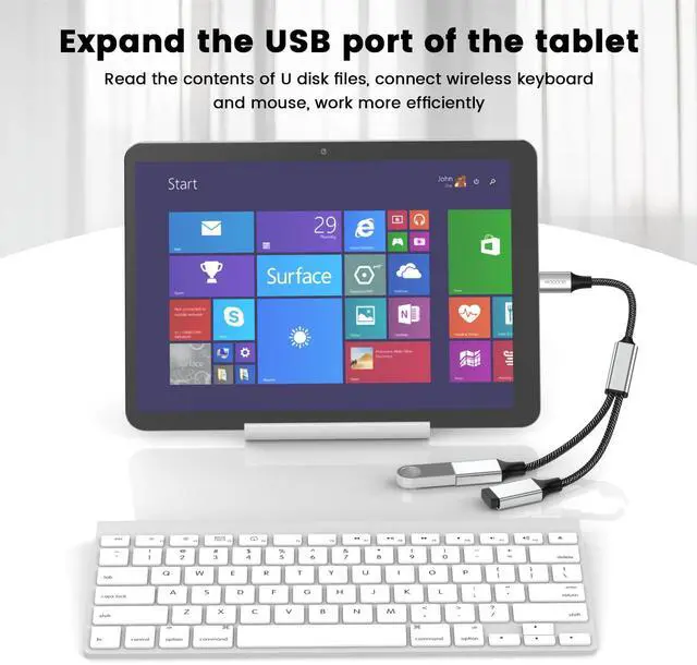 Alt view image 5 of 6 - USB C to USB Adapter, Type C Splitter Dual USB 2.0 OTG Y-Cable for iPhone17/16,MacBook Pro, iPad Air, Surface GO, Samsung Galaxy S26, Laptop, Chromebook Data Transfer Only