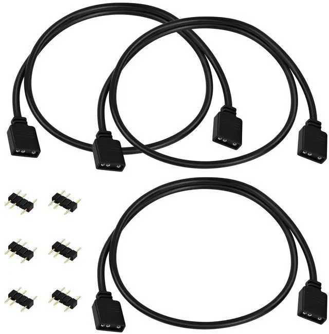 Main image of 3 Pcs ARGB Extension Cable,Addressable RGB Female to Female Extension Cord for Extend PC Computer or LED Strips (19.7in)
