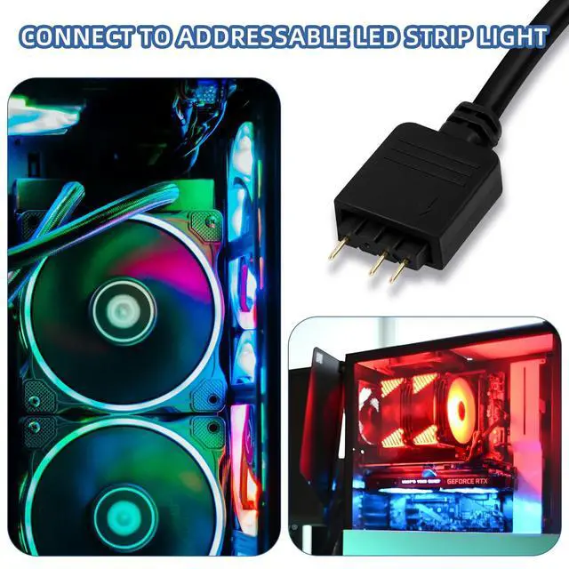 Alt view image 6 of 7 - 3 Pcs ARGB Extension Cable,Addressable RGB Female to Female Extension Cord for Extend PC Computer or LED Strips (19.7in)