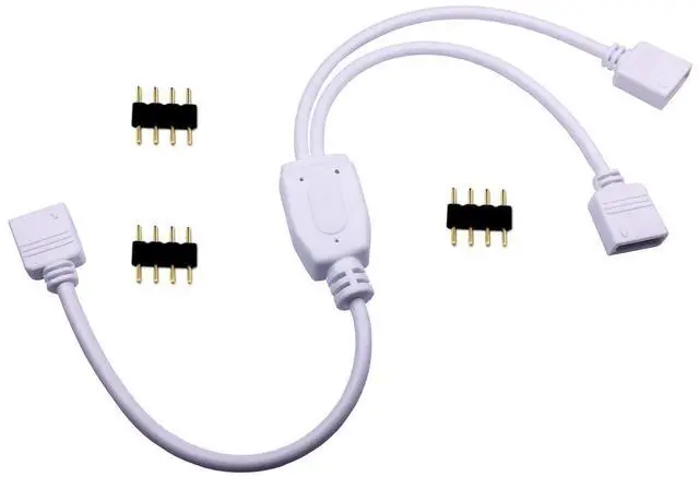 Main image of 4 Pin RGB LED Strip Splitter Cable 2 Way 1 to 2 Splitter Connector SMD 5050 3528 2835 RGB LED Tape Ribbon Splitter- 12inch, White, 1pc