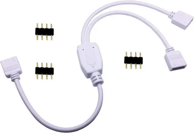 Alt view image 7 of 7 - 4 Pin RGB LED Strip Splitter Cable 2 Way 1 to 2 Splitter Connector SMD 5050 3528 2835 RGB LED Tape Ribbon Splitter- 12inch, White, 1pc