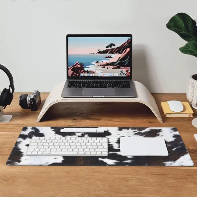 Alt view image 4 of 5 - Cow Gaming Mouse Pad Extended Large Mouse Mat 31.5 X 11.8 Inch Nonslip Rubber Base Long Desk Pad Stitched Edges Mousepad Mice Pad for Office Home Game