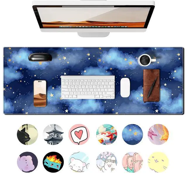 Alt view image 2 of 6 - Star Gaming Mouse Pad Night Sky Large Desk Mat, 31.5x11.8 Inch Mousepad Extended Non-Slip Rubber Base Keyboard Mat with Stitched Edges for Desk Home Office