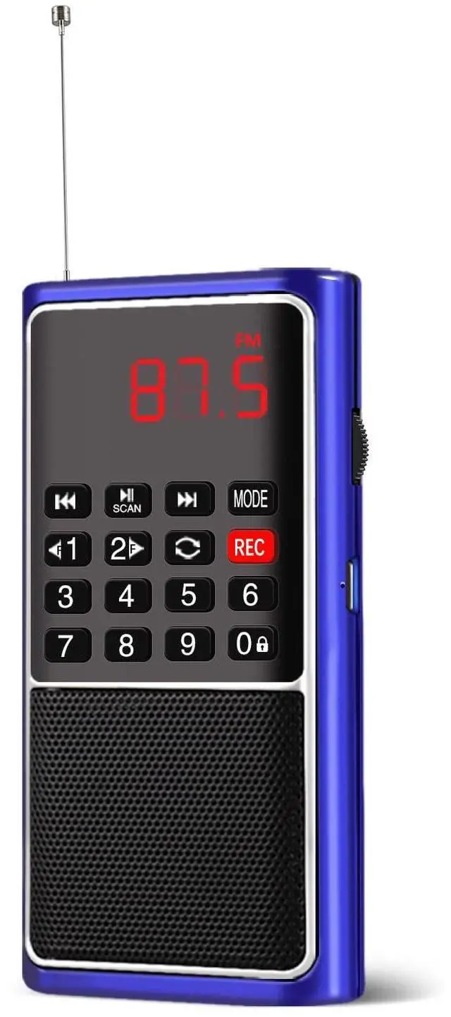 Main image of Portable Radio with Mp3 Speaker, Radios Porable FM, Radio Support Tf Card/USB/Music Recording, Emergency Radio Rechargeable Battery Powered,FM Radio with Best Reception (Blue)