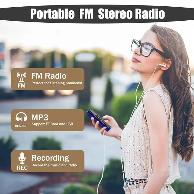 Alt view image 4 of 7 - Portable Radio with Mp3 Speaker, Radios Porable FM, Radio Support Tf Card/USB/Music Recording, Emergency Radio Rechargeable Battery Powered,FM Radio with Best Reception (Blue)