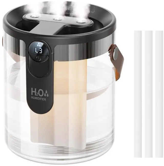 Main image of Small Portable Humidifiers for Bedroom, 1.4L Top Fill Cool Mist Humidifier for Home Office Travel, 3 Mist Modes, Auto Shut Off, Night Light, Easy to Clean Quiet Humidifier for Baby Plant (Grey)